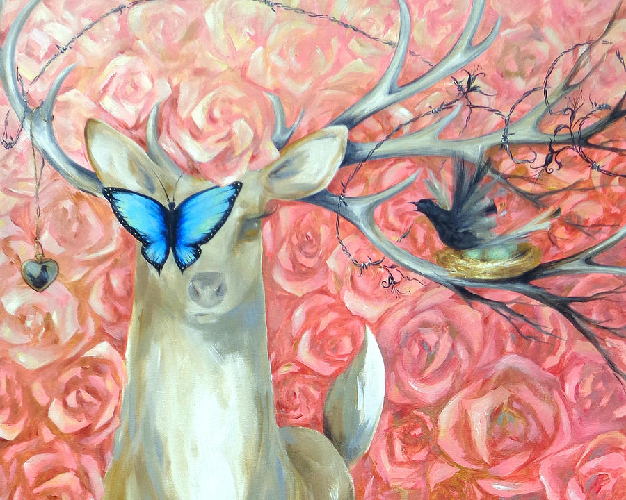 Deer To My Heart horizontal image Painting by Dina Dargo