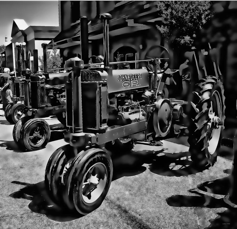 Vintage Photograph - Deere Tractor Art BW by Lesa Fine