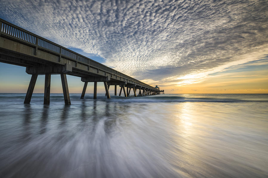 Deerfield Beach Pier Sunrise - Boca Raton Florida Photograph by Dave Allen