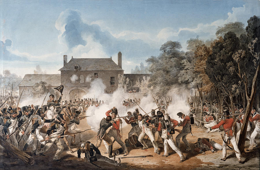 Defence Of The Chateau De Hougoumont Drawing by Denis Dighton