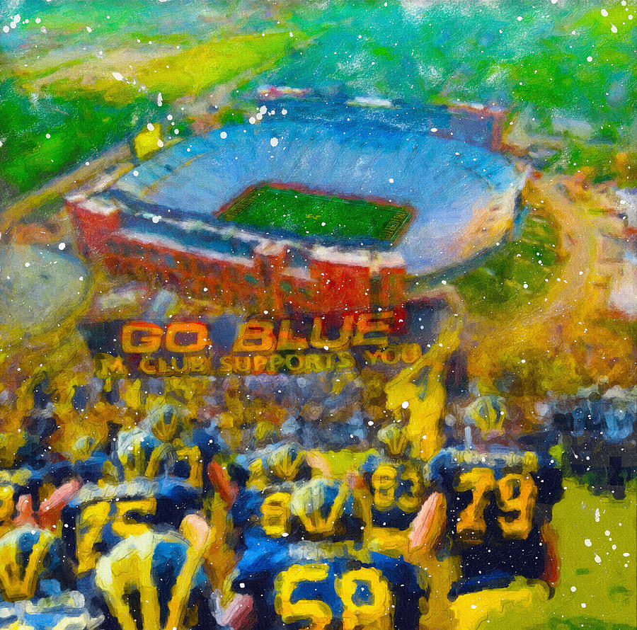 University Of Michigan Painting - Defending The Big House by John Farr
