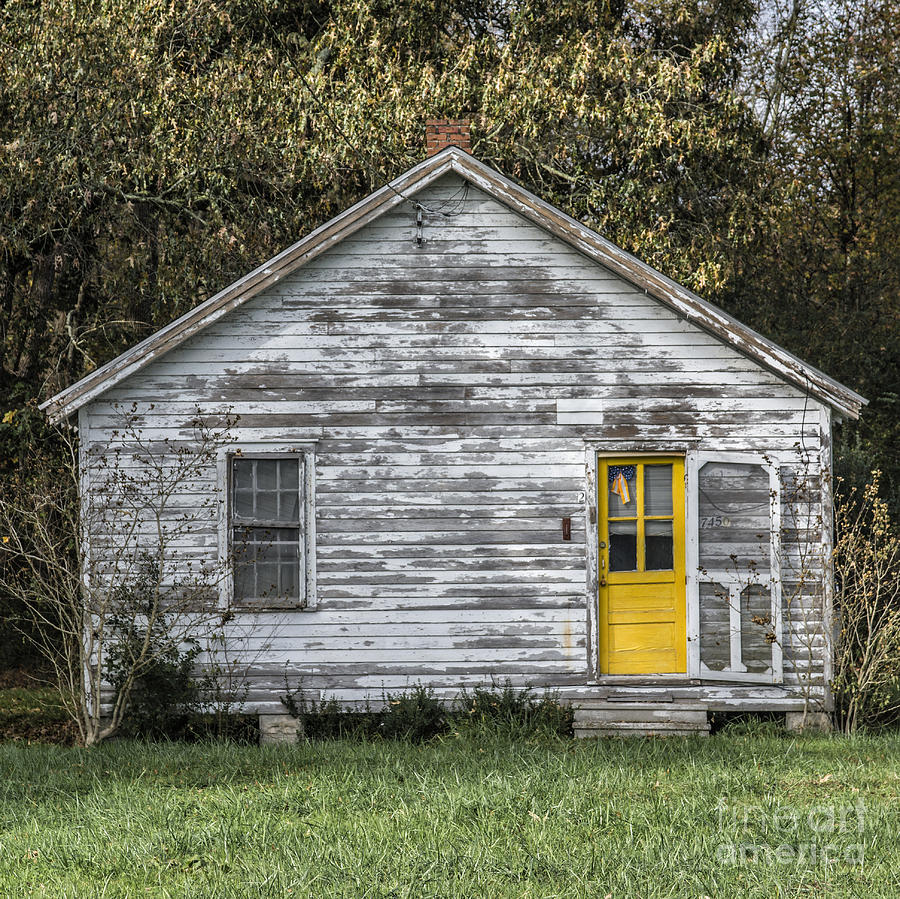 Defiant Yellow Door - Square Photograph by Terry Rowe