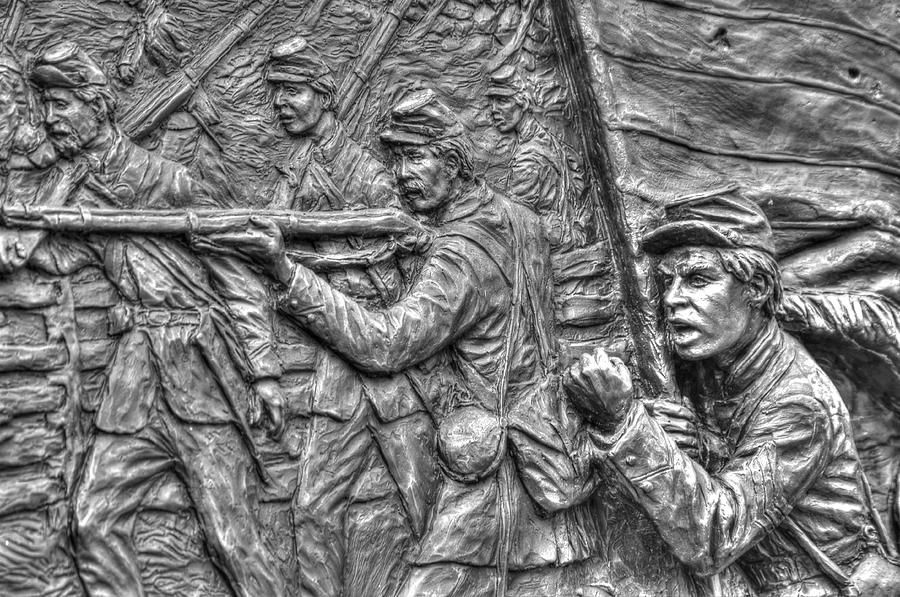 Defy the Enemy.  State of Delaware Monument Detail-C Gettysburg Autumn Mid-Day. Photograph by Michael Mazaika