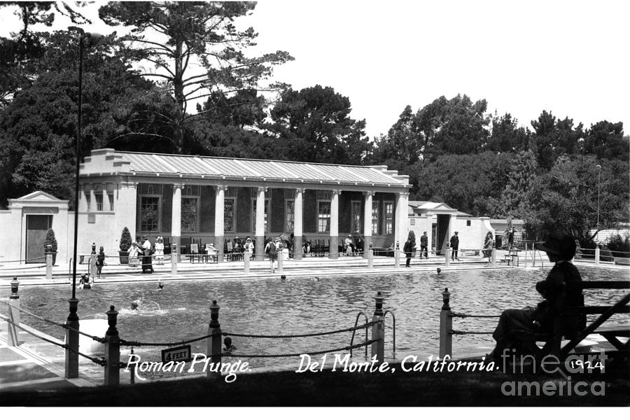 Pool Photograph - Roman Plunge  Del Monte Monterey California circa 1924 by Monterey County Historical Society