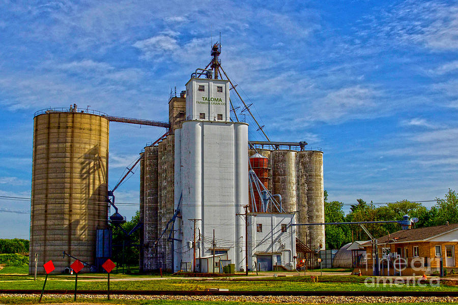 Delavan Illinois Grain Elevator and Storage Facility in Color Photograph by Alan Look