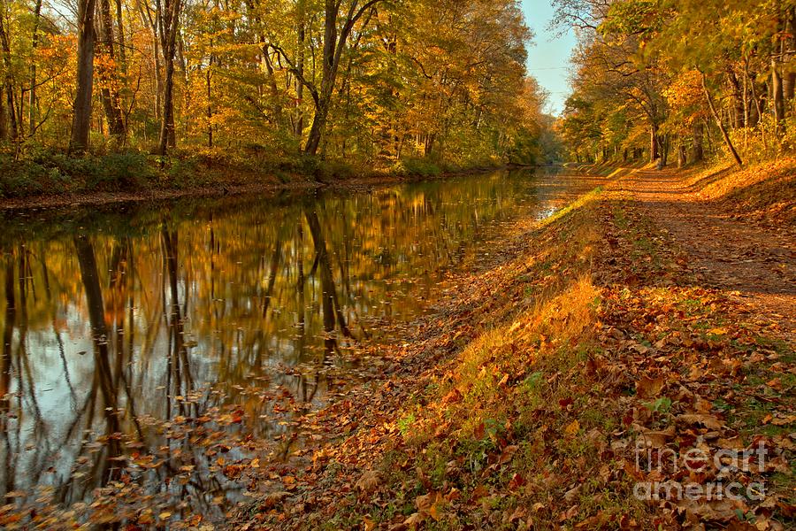 Delaware Canal Fall Foliage Photograph by Adam Jewell