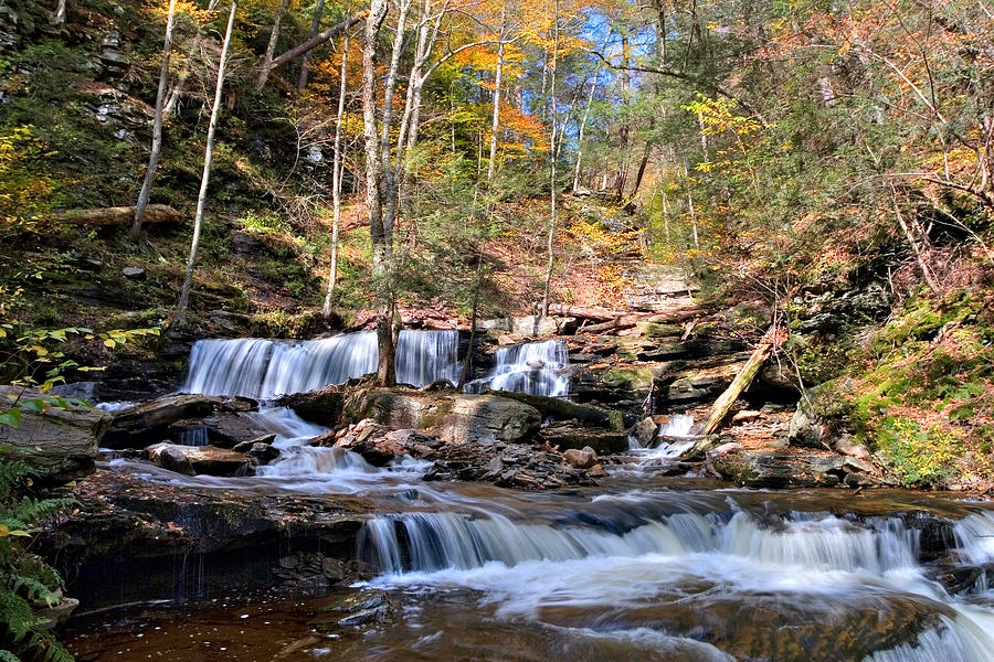 Delaware Falls on a Bright October Day Photograph by Gene Walls