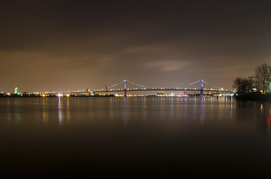 Philadelphia Photograph - Delaware River and the ben Franklin Bridge at Night by Bill Cannon