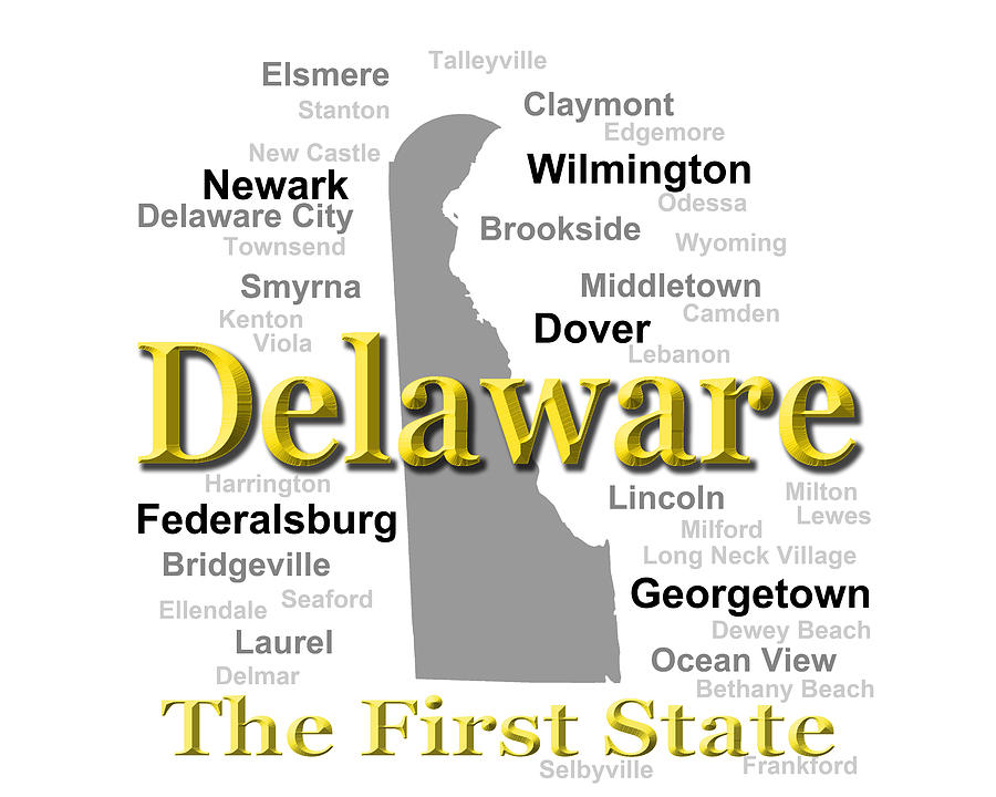 City Photograph - Delaware State Pride Map Silhouette  by Keith Webber Jr
