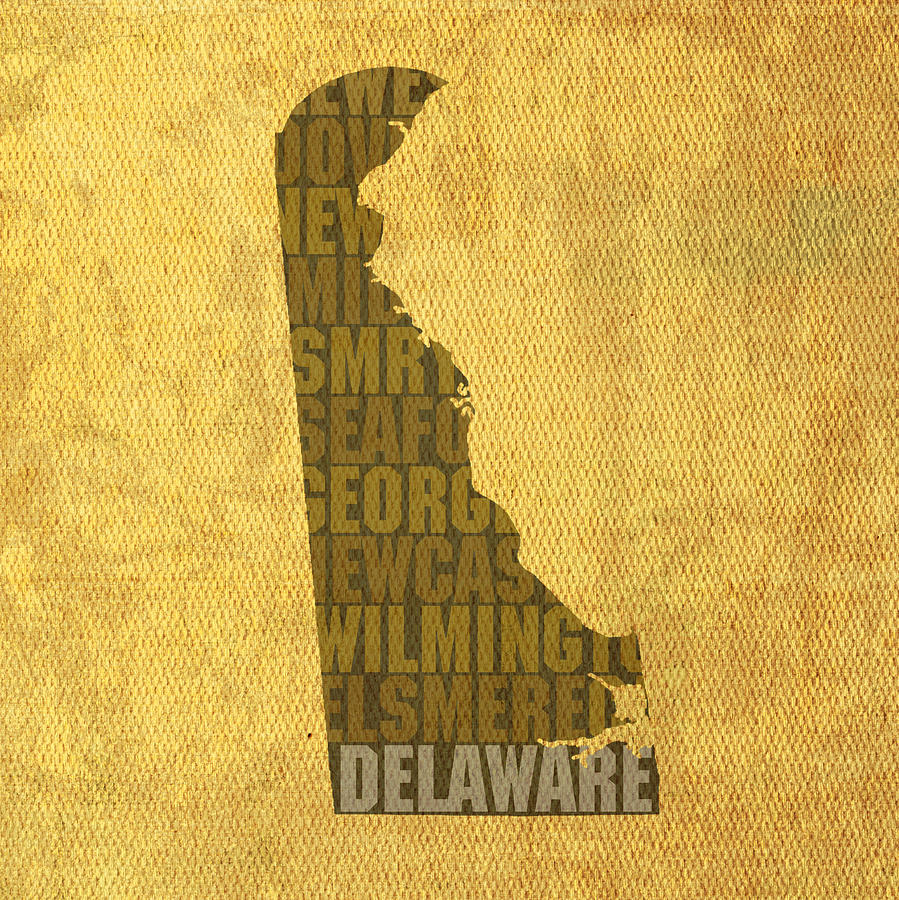 Delaware Word Art State Map on Canvas Mixed Media by Design Turnpike
