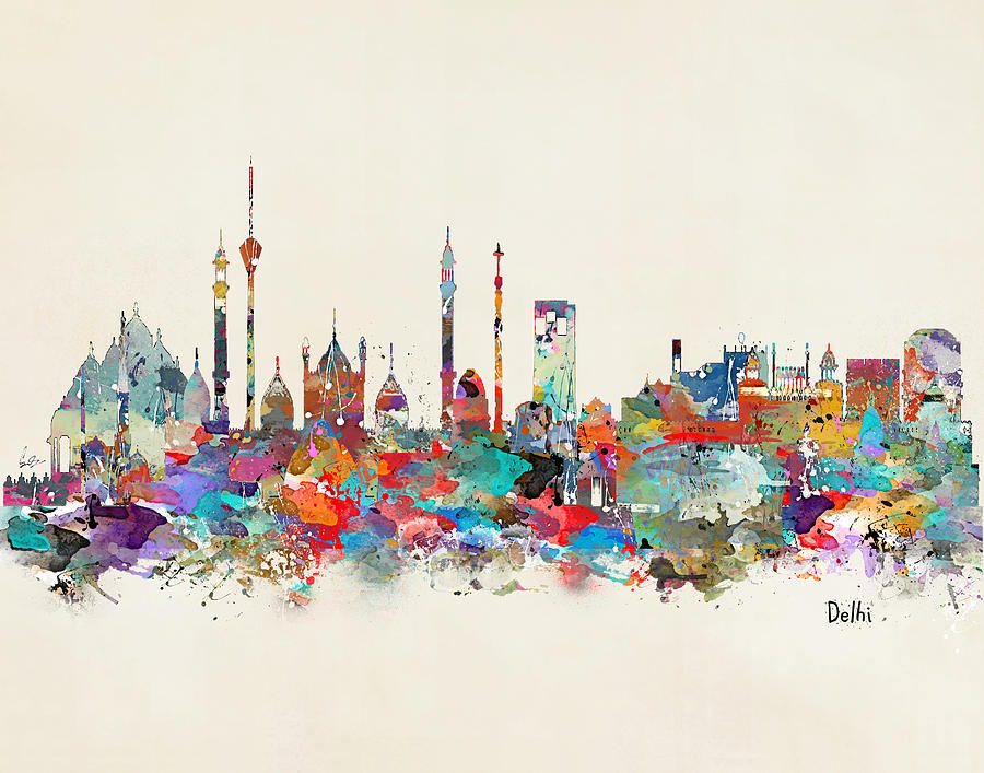 Delhi India Skyline Painting by Bri Buckley