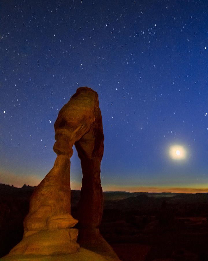 Delicate Arch Full Moon Photograph by Joe Kopp