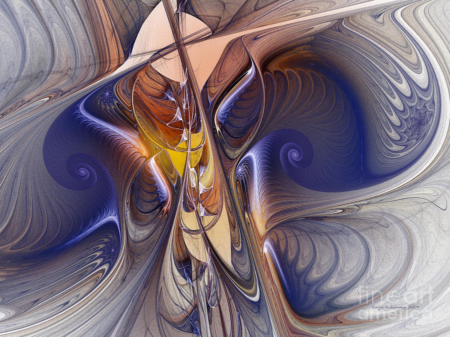 Delicate Spiral Duo in Blue Digital Art by Karin Kuhlmann