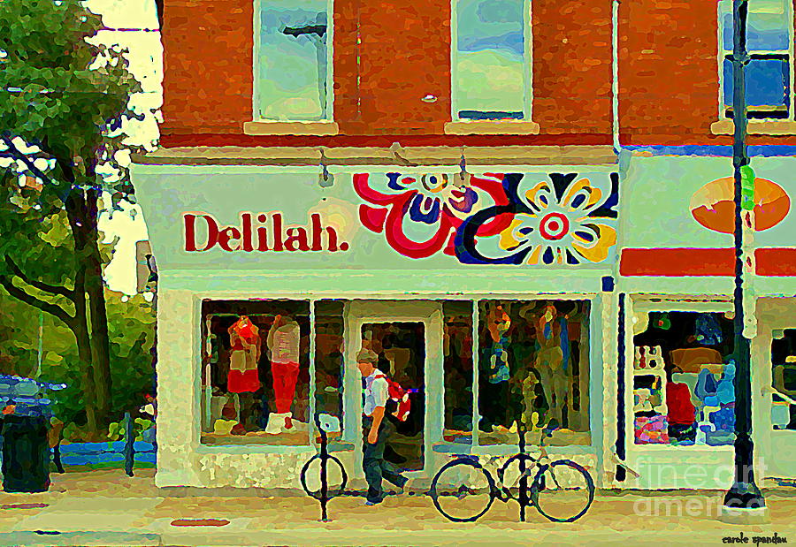Delilah Dress Shop The Glebe Old Ottawa Corner Store Paintings Streetscenes Ontario Art C Spandau Painting by Carole Spandau