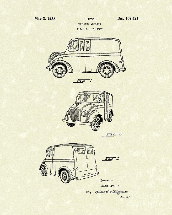 Delivery Vehicle 1938 Patent Art  Drawing by Prior Art Design