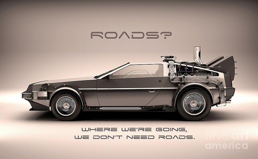Back To The Future Mixed Media - Delorean by Marvin Blaine