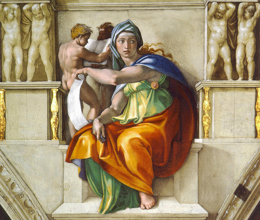 Delphic Sybil Painting by Michelangelo di Lodovico Buonarroti Simoni
