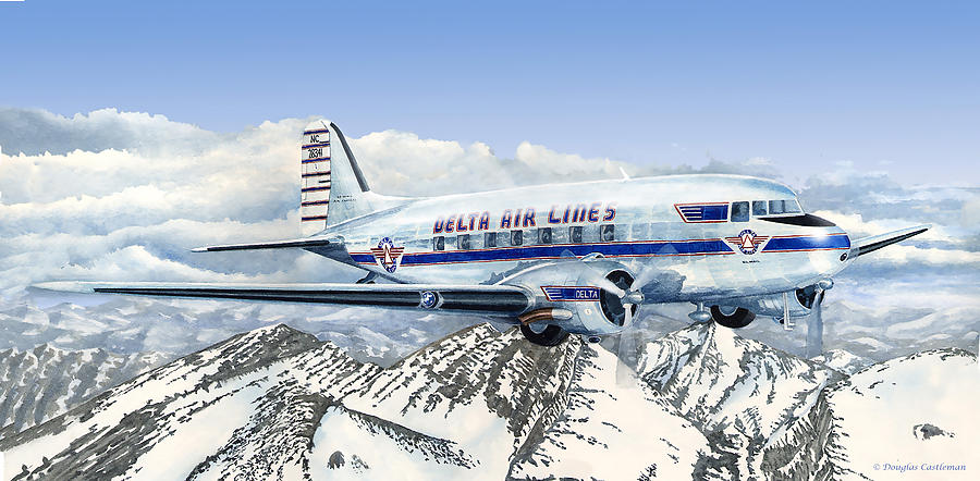 Delta DC3 Painting by Douglas Castleman