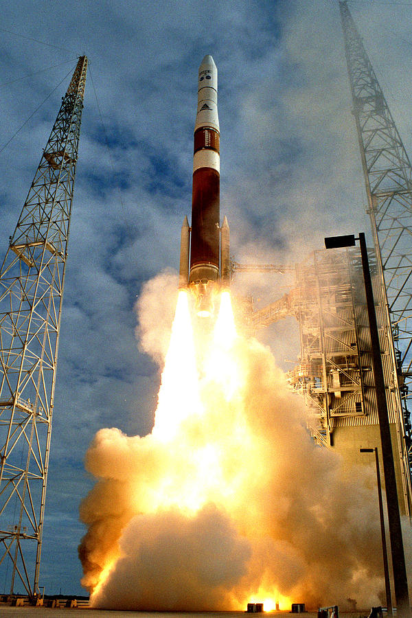 Space Photograph - Delta Iv Launch With Weather Satellite by Science Source