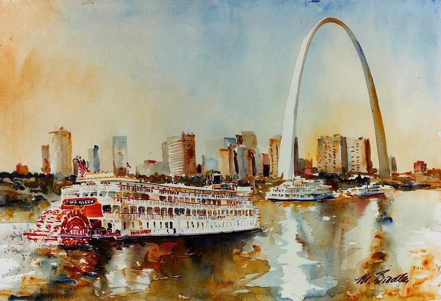 Skyline Painting - Delta Queen at St Louis by Marilynne Bradley