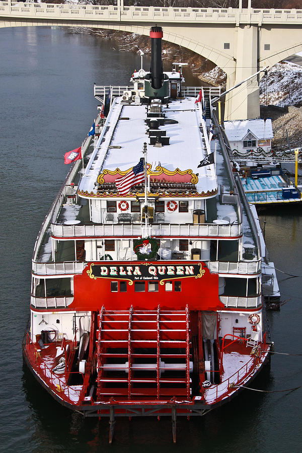 Winter Photograph - Delta Queen in Christmas Snow by Tom and Pat Cory