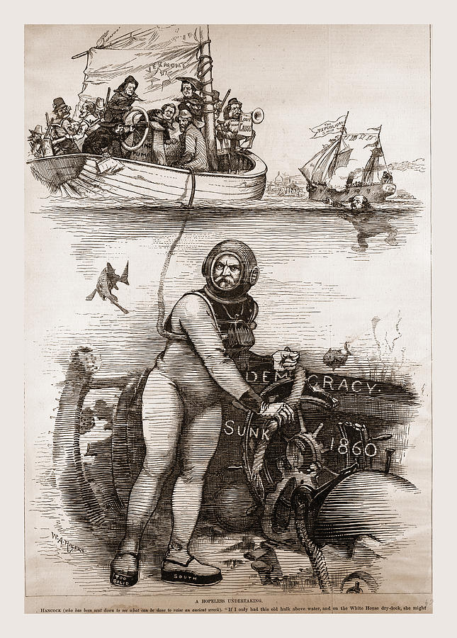 Democracy Sunk 1860, 19th Century Engraving Drawing by Litz Collection