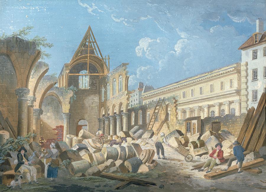 Convent Photograph - Demolition Of The Couvent Des Cordeliers, C.1802 Gouache On Paper by Pierre Antoine Demachy