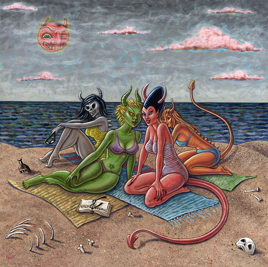 Demon Beaches Painting by Holly Wood