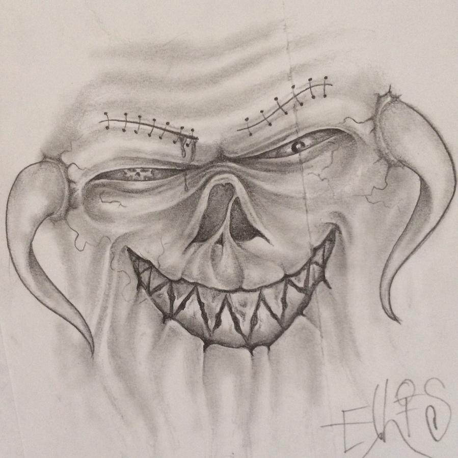 Demon face Drawing by George Ellis