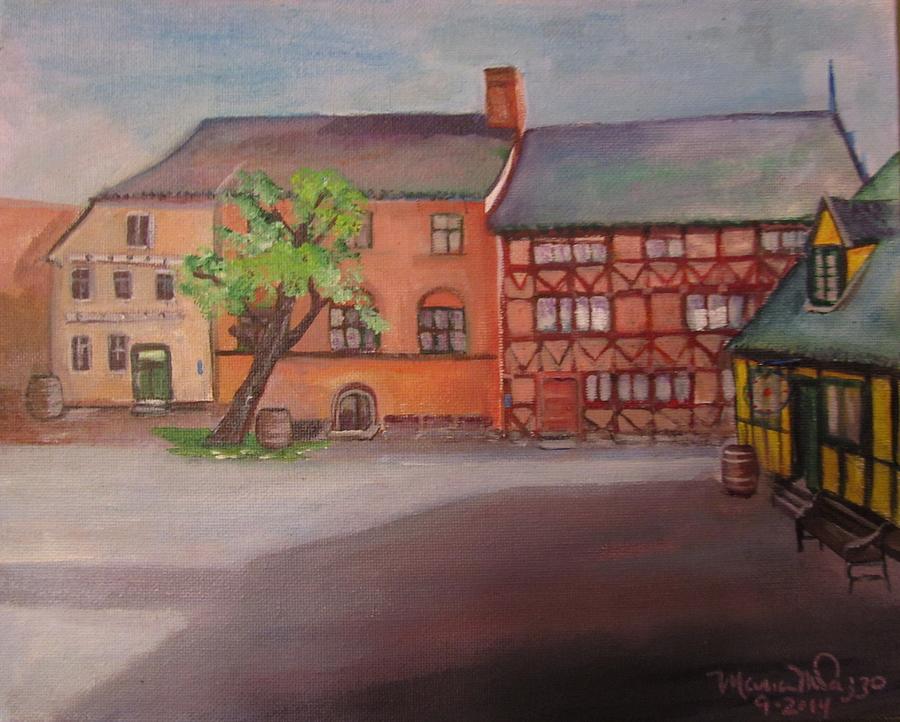 The Old Town Painting - Den Gamble By Open Air Museum Denmark by Maria Milazzo
