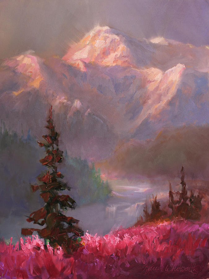 Denali Summer - Alaskan Mountains in Summer Painting by K Whitworth