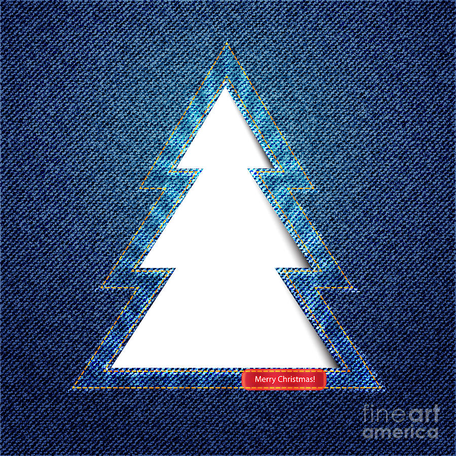 Christmas Photograph - Denim tree cutout by Jane Rix