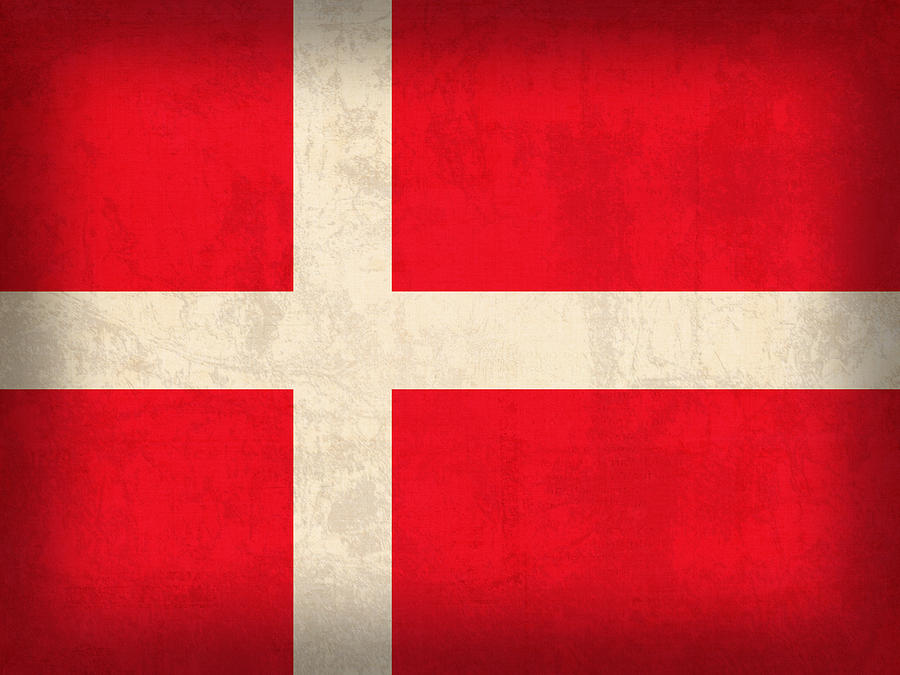 Denmark Flag Vintage Distressed Finish Mixed Media by Design Turnpike