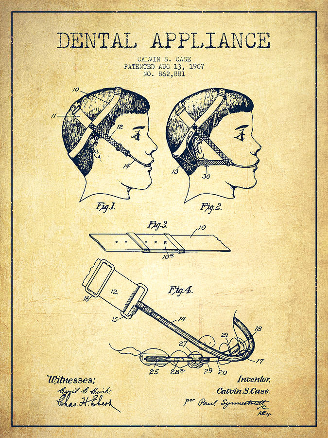 Vintage Digital Art - Dental appliance Patent From 1907 - Vintage by Aged Pixel