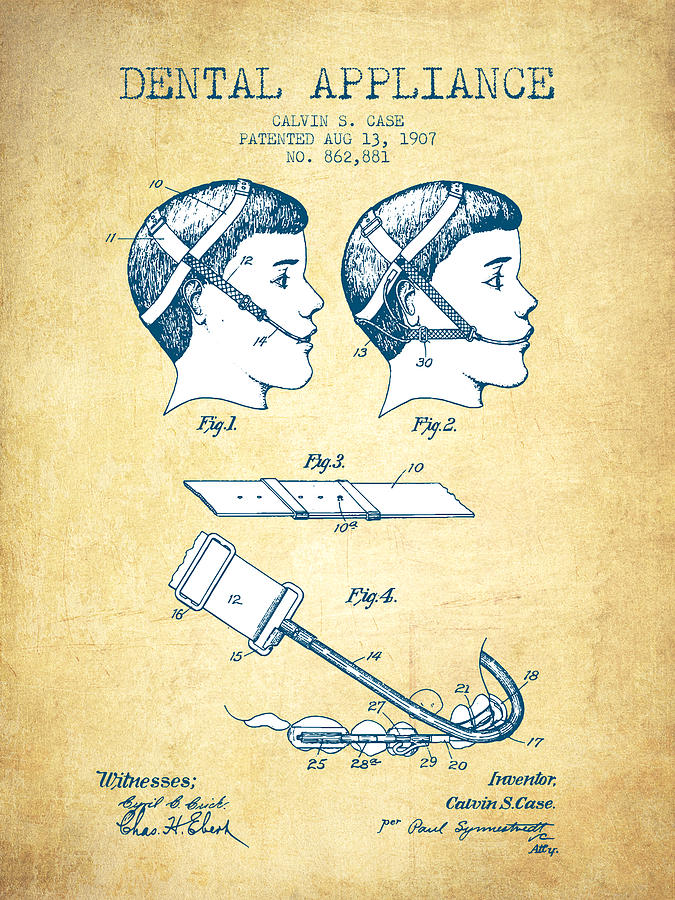 Vintage Digital Art - Dental appliance Patent From 1907 - Vintage Paper by Aged Pixel
