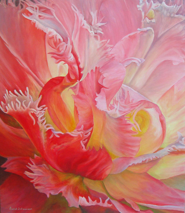 Flower Painting - Dentelle de tulipe by Muriel Dolemieux