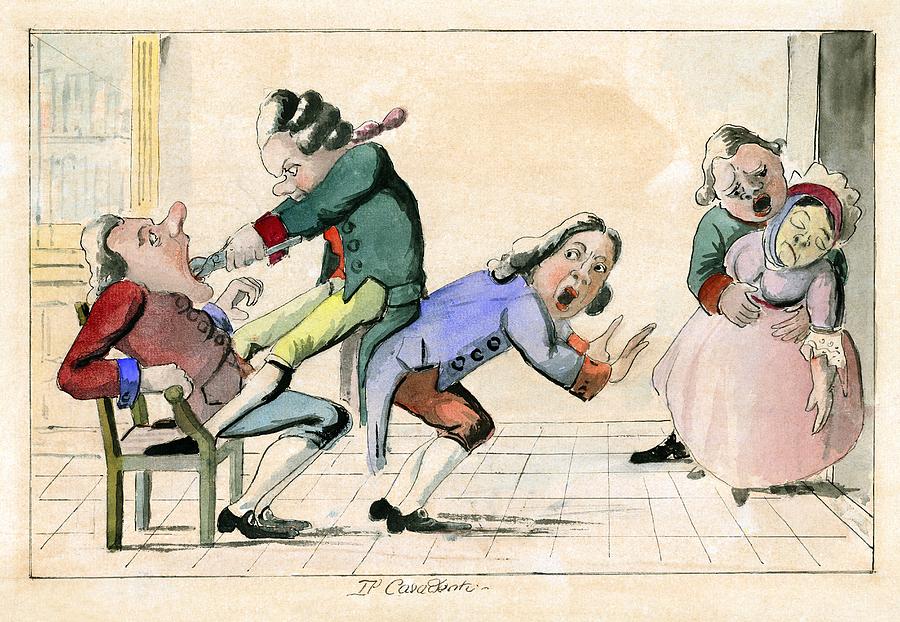 Dentistry caricature, 18th century Photograph by Science Photo Library