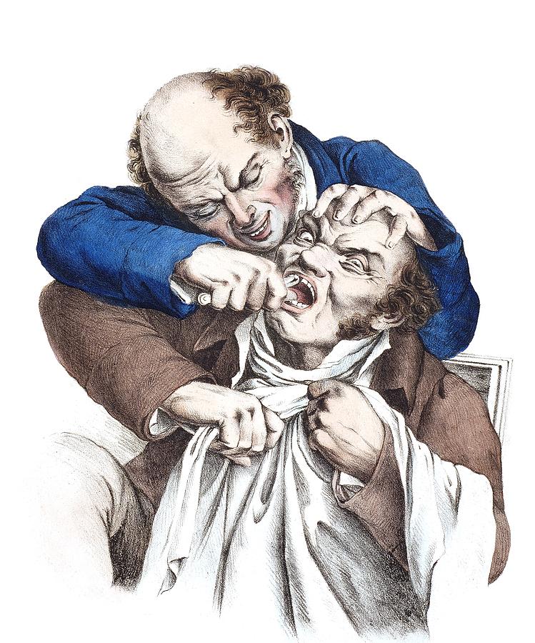 Dentistry caricature, 19th century Photograph by Science Photo Library