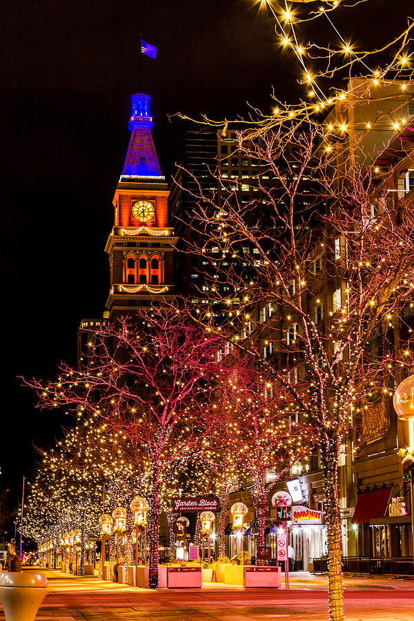 Denver 16th Street Mall in Orange and Blue Photograph by Teri Virbickis
