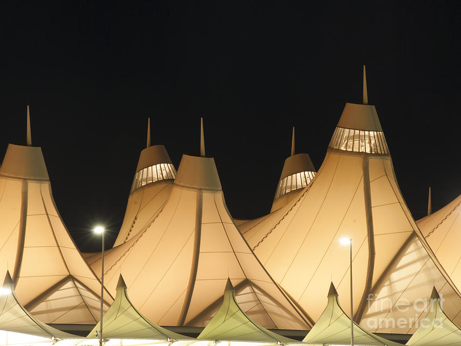 Architecture Photograph - Denver Airport at Night by Juli Scalzi