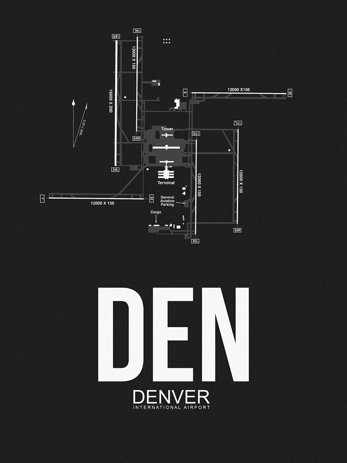 Denver Digital Art - Denver Airport Poster 1 by Naxart Studio