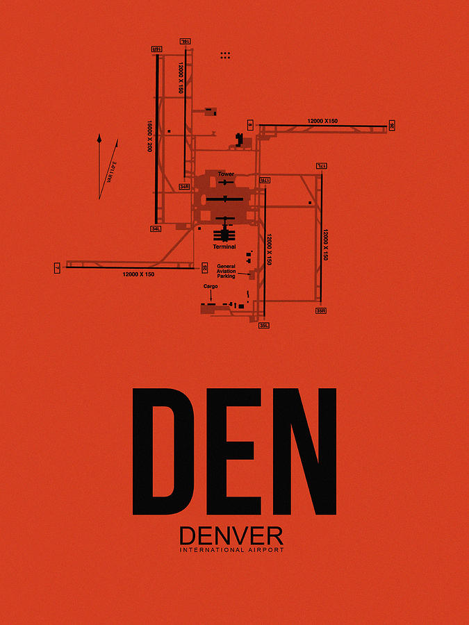 Denver Digital Art - Denver Airport Poster 2 by Naxart Studio