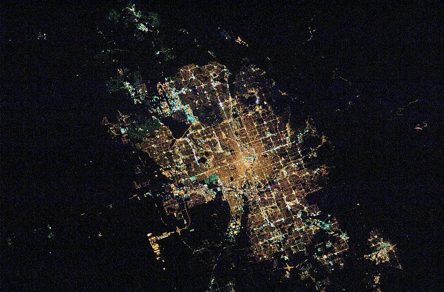 Denver Photograph - Denver At Night by Nasa/science Photo Library