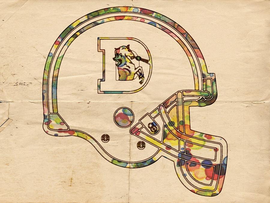 Denver Broncos Logo Helmet Painting by Florian Rodarte