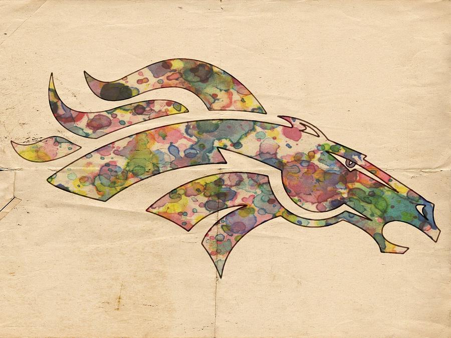 Denver Broncos Logo Vintage Painting by Florian Rodarte