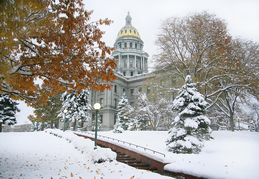 Denver Capital In Snow Photograph by Jerry Bargar | Fine Art America