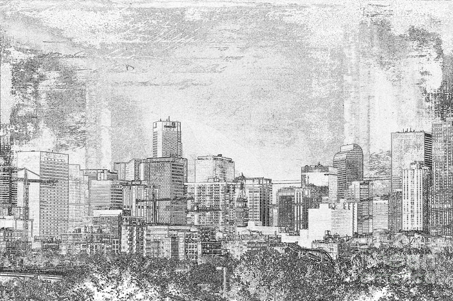 Denver City in Black and White Painting by Janice Pariza