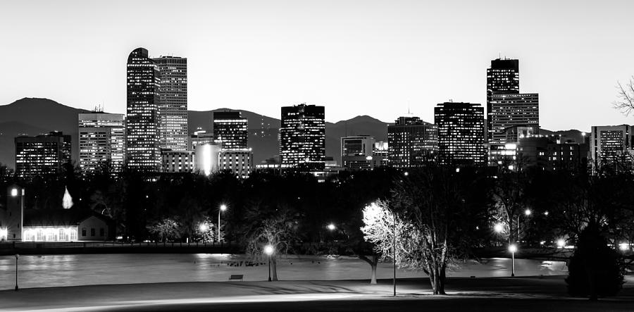 Denver Skyline Photograph - Denver Colorado in Black and White by Gregory Ballos