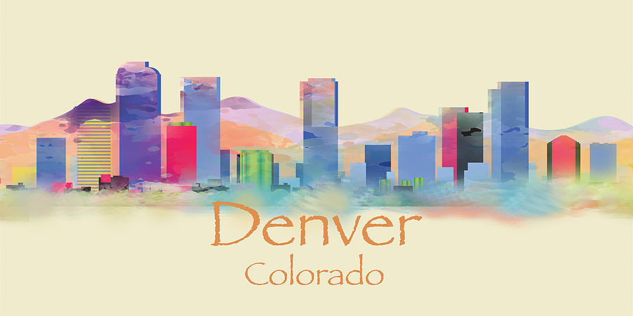 Denver Colorado Skyline II Painting by Loretta Luglio