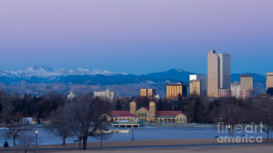 Architecture Photograph - Denver Colorado Winter Skyline From City Park by Bridget Calip